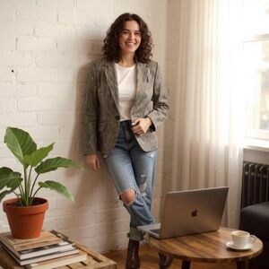 Zara Gray Blazer Modern Suit Jacket EUC size medium